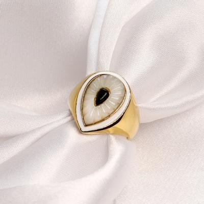 China Punk Trendy Stackable Anillos Luxury Cubic Zirconia Chunky Thick Wide Devil Evil Eye Shape Fashion Ring 18k Gold Non Tarnish for sale