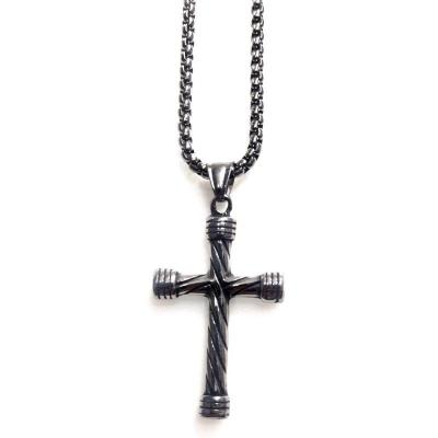 China Punk 2023 Hot Sale Trendy Egyptian Ankh Key Cross Pendant Necklaces 316L Stainless Steel Vintage French Necklace for sale