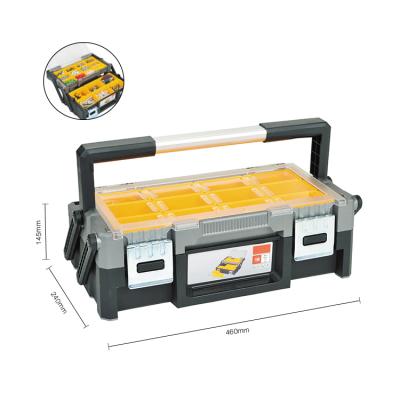 China Factory Portable 18-Inch and Durable Assorted China Plastic Tool Chest 460x240x145mm for Screw Components Two Layer Toolbox Organizer for sale