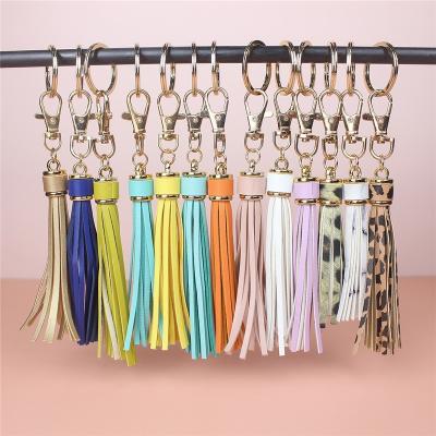 China Running PU Tassel DIY Leather Tassel Key Chain For Women Wallet Handbag Key Accessories Charm Lobster Clasp PU Leather Tassel Key Chain Key Chain for sale