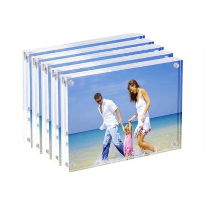 China Wholesale Clear Magnetic Acrylic Photo Frame Decorative Mini 4X6 4X8 Picture Box Picture Frame With Customized Shape for sale