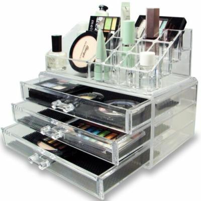 China Sustainable Wholesale Home Clear Portable 4 Drawer Make Up Box Clear Acrylic Organizer for sale