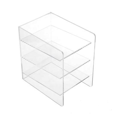 China Customized Small Desktop High Quality Clear Acrylic Display Box 5mm Thick Modern Elegant Shelf Display Stand for sale