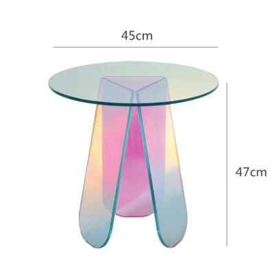 China Sustainable logo printed luxurious rainbow color hot sale acrylic coffee table in home use for sale