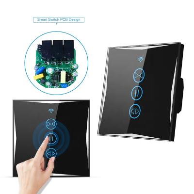 China Tuya Wifi Multi-Purpose Remote Control Switch Panel Tempered Glass OEM ODM KESEN KESEN Curtains Switch Eu for sale