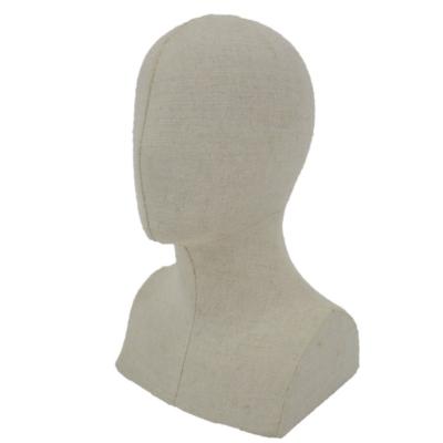 China Customized Cloth Wrapped Head Model Hat Display Male Stand With Cloth Tailor Head Shoulder Clothing Prop Mannequin For Wig Display for sale