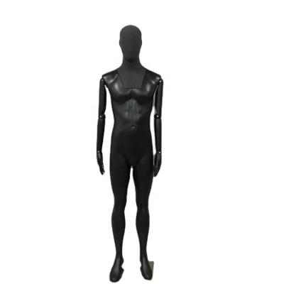 China With New Black Cloth Fashion Full-body Male Mannequin With Wool Cloth Wrapped Neck Form Adjustable Wooden Arms For Clothing Display for sale