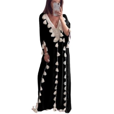 China Muslim Women's Middle East Cotton Robe Long Robe Gowns Pure Full Middle East V-Neck Dress From Amazon for sale