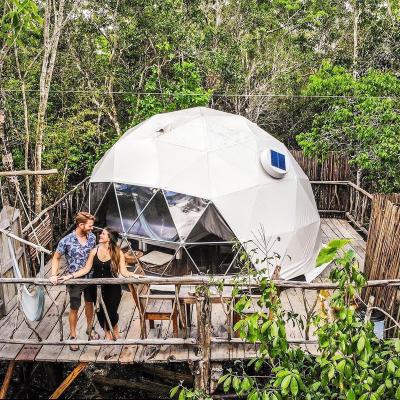 China Large Geodesic Garden Home DomeTents Glamping Camouflage Game Camping/Field PVC Igloo Glass Dome Room For Sale for sale