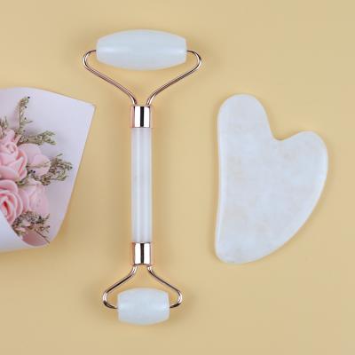 China Anti-puffiness Newly Design Chinese Jade Massage Jade Roller White Authentic Facial Roller Jade With Low Moq for sale