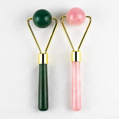 China Whitening Pink Roller Jade Roller Massager Round Head Jade Face Roller Crystal Face for sale