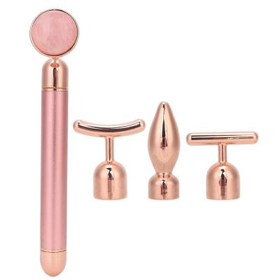 China Face Massager 5 in 1 Jade Roller Massager Electric Face Tool Lifting Slimming Bar Rose Quartz Beauty Roller for sale