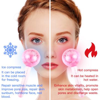 China Pink Blood Vessel Removal Cryo Ice Globes Magic Ice Roller Globes Face Ice Globes For Facial Massage for sale