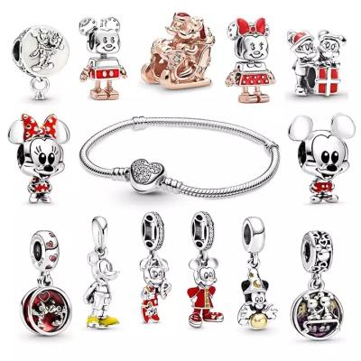 China Classic Fashion 925 Sterling Silver Disney Mickey Charm Bracelet For Women Necklace Bracelet DIY Jewelry for sale