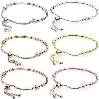 China Fashion Factory Wholesale 925 Sterling Silver Classic Female Moments Sliding Snake Bracelet Suitable For Christmas Charm DIY Jewelry for sale