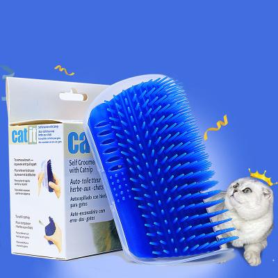 China Durable Pet Cat Wedge Rubbing Device Self Groomer Hair Massager Scratcher Comb Massage Wedge Brush for sale