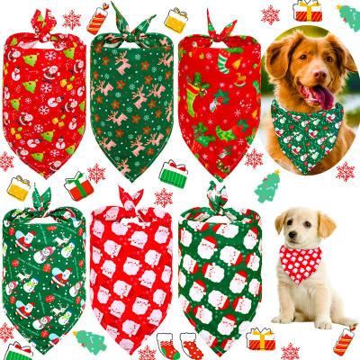 China Stocked 2023 New  Pet Triangle Scarf Christmas Cat Dog Bandana General Snowman Santa Claus Elk Pet Festival Supplies for sale