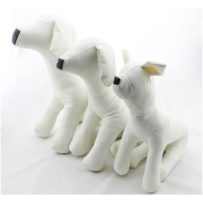 China Stocked PU Leather Small Dog Clothes Display Holder Dog Mannequins Sitting Position  Dog Models Props Torsos Pet Supplies for sale