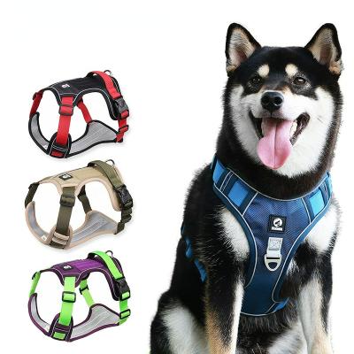 China Stocked Big Dog Harness Pet Reflective Oxford Vest Soft Mesh Padded No Pull Dog Harness for  Medium Large Dogs for sale