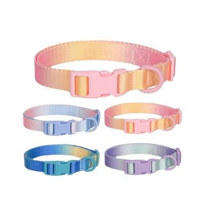 China Stocked Cross Border Buckle Pet Collar Matching Accessories Dog Collar Traction Rope Gradient Polyester Dog Collar for sale