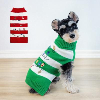 China Stocked Autumn Winter Striped Christmas Dog Sweater Xmas Cat Costumes Pet Knitted Clothing for Small Medium Large Dogs Cats for sale