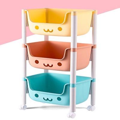 China Modern Cabinet Kids Toy Storage Shelf With Plastic Collection Bin For Kids for sale