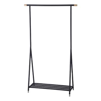 China Single Viable Garment Rack Metal Clothes Rack Black With 1 Tier Storage Rack For Home for sale