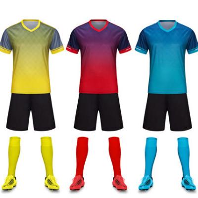 China Moisture wicking snug fit custom soccer jerseys eco friendly set hot soccer club soccer jerseys sublimated soccer jerseys instock sets for sale