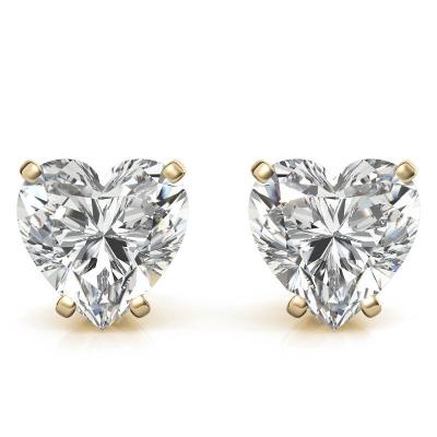 China CLASSIC Classic Design 14K/18K Gold Fork Setting Heart Cut VVS Clarity Moissanite Women Stud Earrings for sale