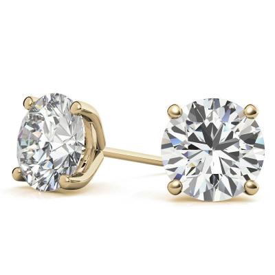 China Classic Style 14K/18K 1ct Gold 6.5mm Round Cut VVS Brilliant Clarity CLASSIC DEF Color Moissanite Tasty Women Stud Earrings for sale