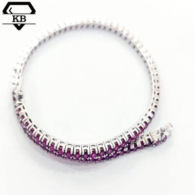 China Luxury Custom Jewelry 3mm Ruby Tennis CLASSIC Jewelry 18k Fine Gold Natural Bracelet for sale