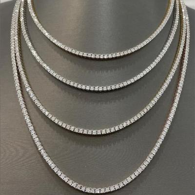 China Hiphop Graduated Iced Out 925 Sterling Silver Moissanite 3mm VVS Tennis Chain Necklace for sale