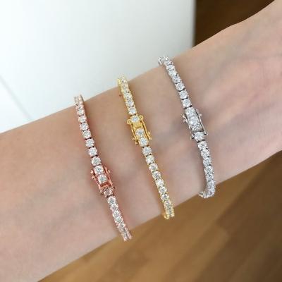 China Hot Sale 3mm from Hiphop 2022 925 Sterling Silver VVS Moissanite Diamond Tennis Bracelet Women for sale