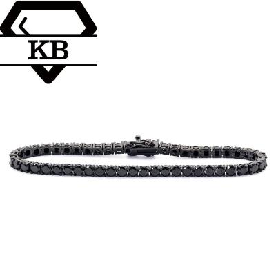 China Hip hop luxury hip hop jewelry 925 sterling silver black gold plated moissanite diamond men's tennis bracelet for sale