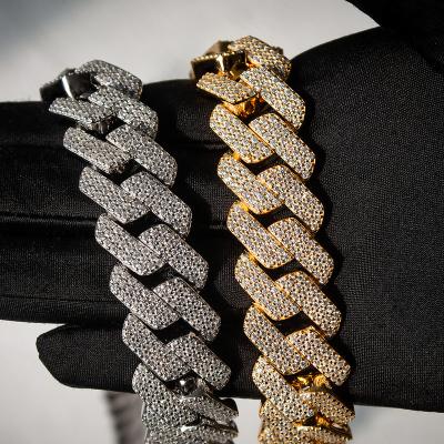 China Hip Hop 12mm Hip Hop Jewelry Iced Out 925 Silver 15mm Miami Cuban Link Chain Bracelet for sale