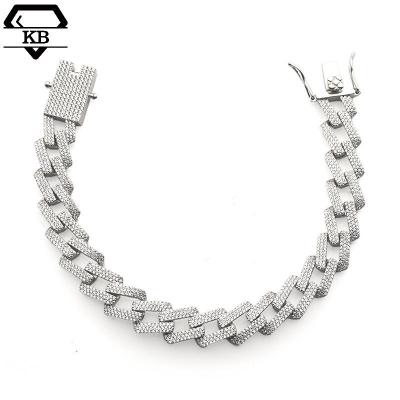 China Hiphop Hip Hop Jewelry Iced Out 925 Sterling Silver 10mm Miami Cuban Link Chain Bracelet for sale