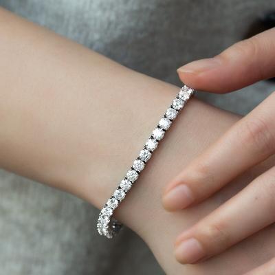 China Hot Sale FASHIONABLE Diamond Tennis Bracelet Sterling Silver 4MM Moissanite Chain for sale