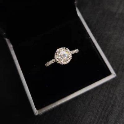 China CLASSIC 925 Sterling Silver 1 Ct Moissanite Halo Engagement Ring for sale