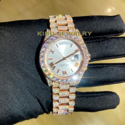 China Popular Luxury Rose Gold Brand Men Watch 41mm Dial Iced Out VVS Moissanite Diamond Watches for sale