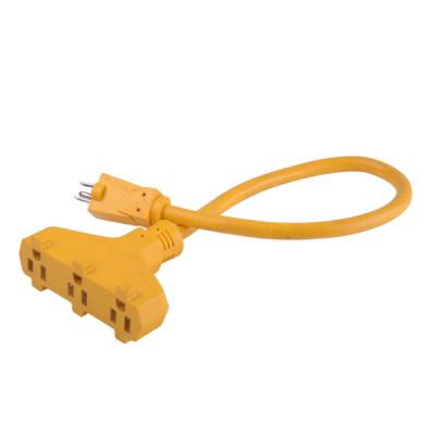 China Consumer Electronics Triple Outdoor Faucet Extension, 16/14/12 A.W.G. 3C SJTW 13/15A, 1875/1625W, yellow for sale