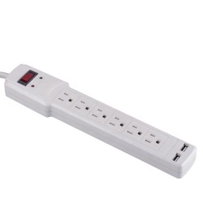 China ABS Flame USB Electrical Heavy Duty Switch Sockets 14AWG Power Cord 6 Outlets for sale