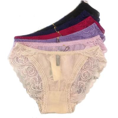 China Breathable Mesh Lace Cotton Crotch Ladies Briefs Sexy Girl Panties Soft Hollow Out Lace Woman Sexy Underwear for sale