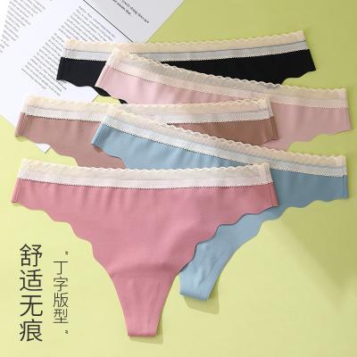 China Women's Sexy Briefs Traceless Thong Women Sexy Lace One Piece Cotton Breathable Silk Plus Size Underwear for sale