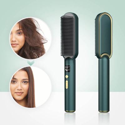 China Multi-temperature Degree Electric Salon Comb Mini Platinum Flat Ion Dryer Brush Hair Straightener for sale