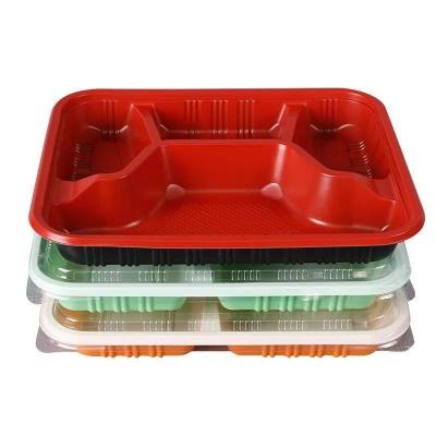 China Four Disposable Lunch Box Disposable Two Or Three Lunch Box Rectangular Plastic Takeout Bento Fast Food Packaging Container Boxes With Lid for sale