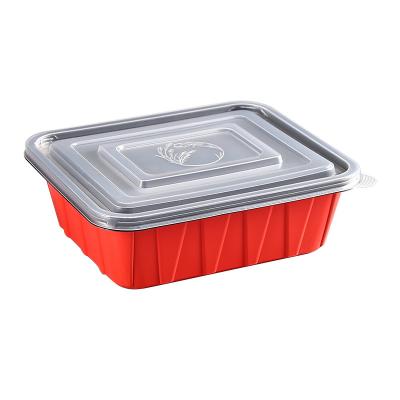 China Disposable Box Square Multicolor Thick Plastic Rectangle With Lid Pasta Salad Doggy Takeout Box for sale