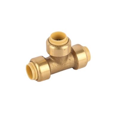 China Straight Threaded Connector Copper Brass Bracket Set Long Metal Water Pipe Joint 3 Way Brass Gold for sale