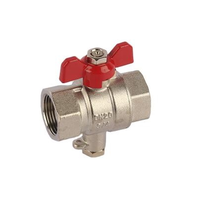 China High Quality General Hot Iron Brass Red Center Handle Disc Faucet Ball Valve Sale Brass Valve for sale