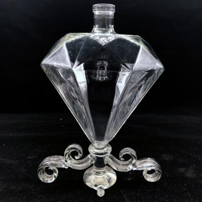 China OEM ODM handmade clear glass wine bottle creative shape shape with glass cork for sale