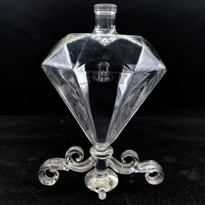 China CREATIVE Custom Handmade Glass Wine Bottle With Glass Top for sale